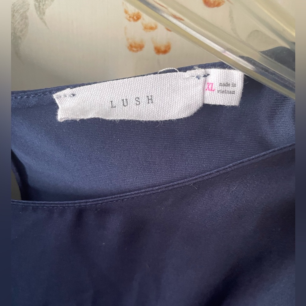 Lush Navy Ruffle Blouse - Picture 3 of 4
